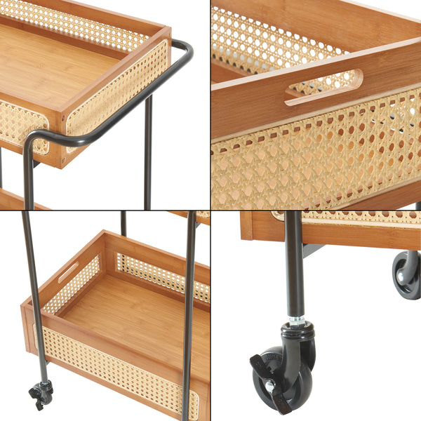 Carrito de servicio Tervola 81x61x39 cm aspecto ratán [en.casa]