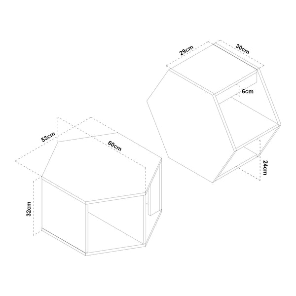 Conjunto de mesa de centro Molde de 2 piezas Negro/Aspecto nogal [en.casa]