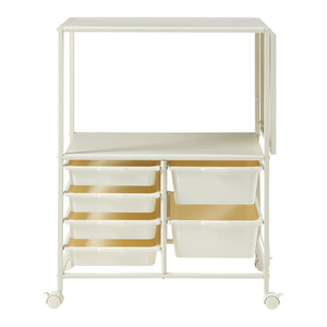 Carro rodante Sørfold con cajas 100x37x85cm Blanco [en.casa]
