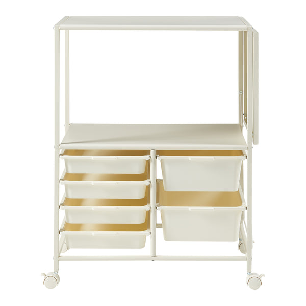 Carro rodante Sørfold con cajas 100x37x85cm Blanco [en.casa]