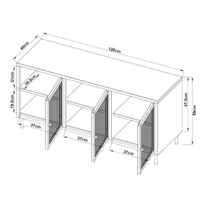 Mueble de TV Lindau Acero 120x40x59 cm Blanco crema [en.casa]