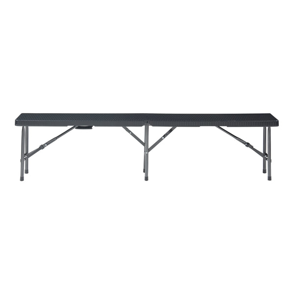 Conjunto de banco plegable Mark 2 piezas aspecto ratán negro [en.casa]