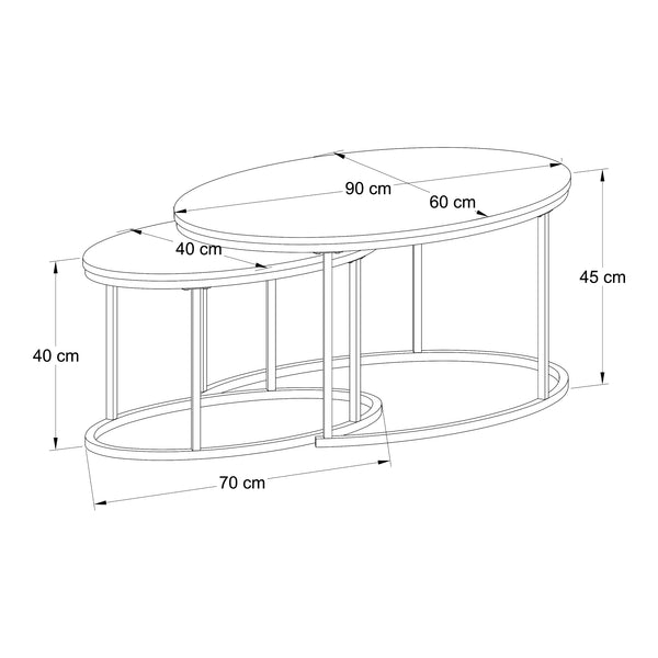 Mesa de comedor Países Bajos juego de 2 negro/roble [en.casa]