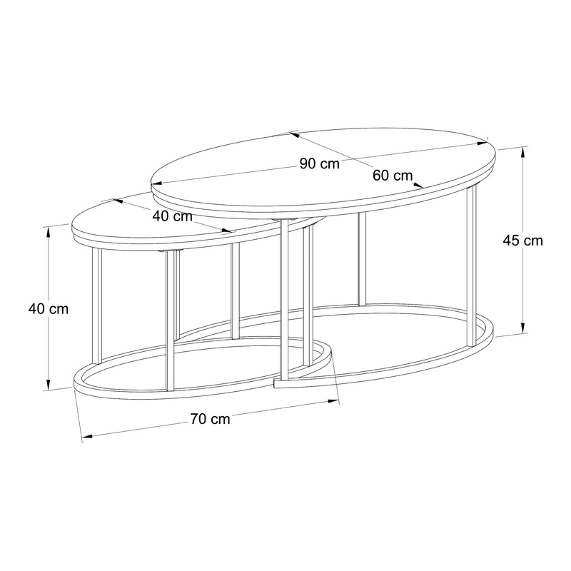 Esquema acotado Mesa de comedor Países Bajos juego de 2 negro/roble [en.casa]