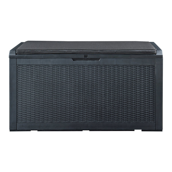 Caja de almacenamiento Atella 122x54,5x65cm Negro, aspecto ratán [casa.pro]