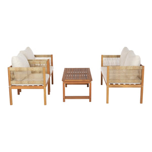 Conjunto de muebles de jardín Cannole de 4 piezas. Madera de acacia color madera [casa.pro]
