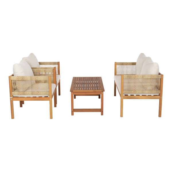Conjunto de muebles de jardín Cannole de 4 piezas. Madera de acacia color madera [casa.pro]