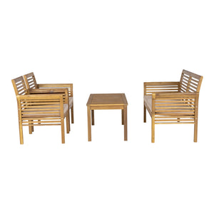 Conjunto de muebles de jardín Candela 4 piezas Madera de acacia Color madera [casa.pro]