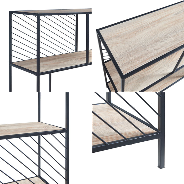 Mesa consola Övertorneå 100x30x75 cm Negro/Roble [en.casa]