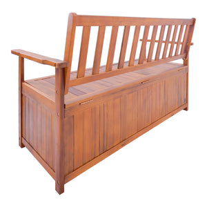Banco de jardín Avezzano con compartimento de almacenamiento 130x60x88cm Acacia certificada FSC® [en.casa]
