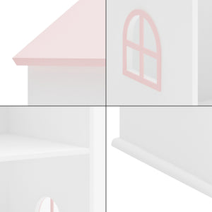Estantería para niños Vipsali 140x40x35 cm Blanco/Rosa [en.casa]