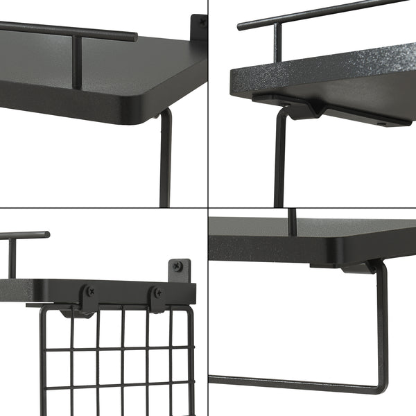 Estantería de pared Vik juego de 2 negro [en.casa]