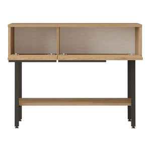 Mesa consola Kvænangen 100x30x76 cm Roble/Aspecto ratán [en.casa]
