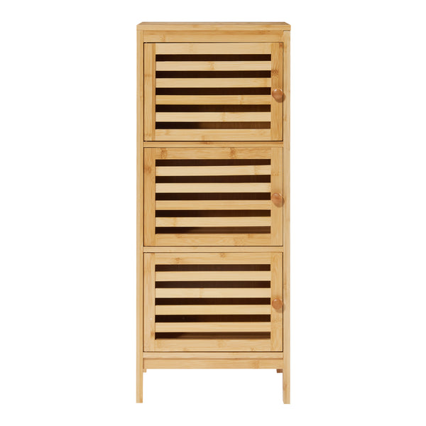 Armario auxiliar con 3 puertas Ypäjä 82x33x27 cm Bambú [en.casa]