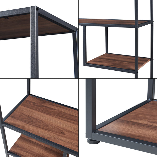 Estantería Østre 180x83x34 cm Negro/Aspecto nogal [en.casa]