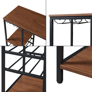 Mesa de bar Stjørdal con estante para botellas Negro/Aspecto nogal [en.casa]