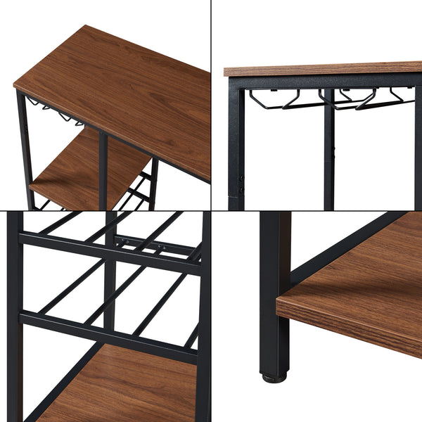 Mesa de bar Stjørdal con estante para botellas Negro/Aspecto nogal [en.casa]