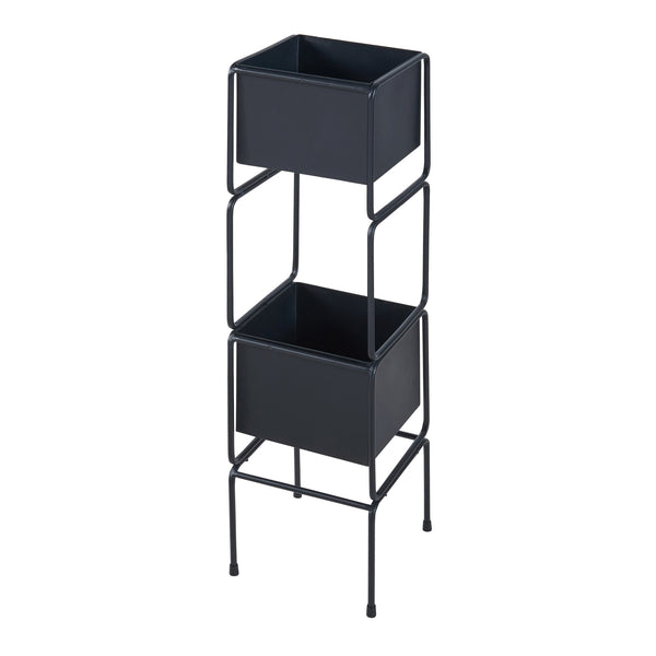 Soporte para plantas Sveio juego de 2 piezas metal negro [en.casa]