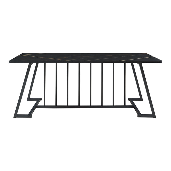 Mesa de centro Nospoo 120x60x46 cm efecto mármol, negro [en.casa]
