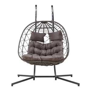 Sillón colgante doble Skense con estructura 198x156x98 cm Gris [en.casa]
