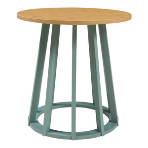 Mesa auxiliar Lensuu 48xØ48 cm Verde pastel/Roble [en.casa]