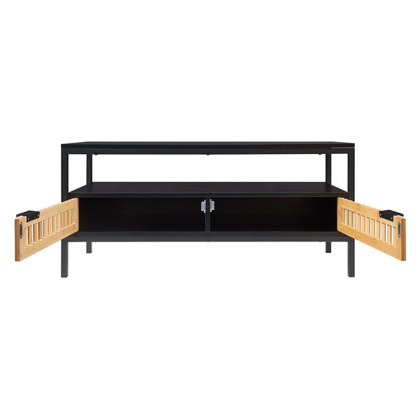 Mesa de centro Luniehti 100x40x48 cm Negro/Natural [en.casa]