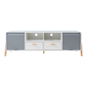 Mueble de televisión Kvaefjord 160x40x52 cm Blanco/Gris [en.casa]