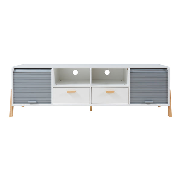 Mueble de televisión Kvaefjord 160x40x52 cm Blanco/Gris [en.casa]