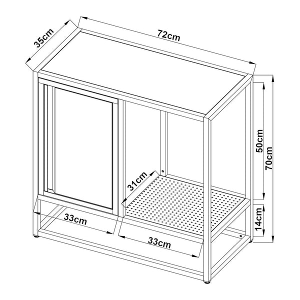 Aparador Burlöv acero 70x72x35 cm gris/blanco [en.casa]