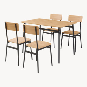 Grupo de comedor Pollenev 5 piezas Negro/Aspecto roble [en.casa]