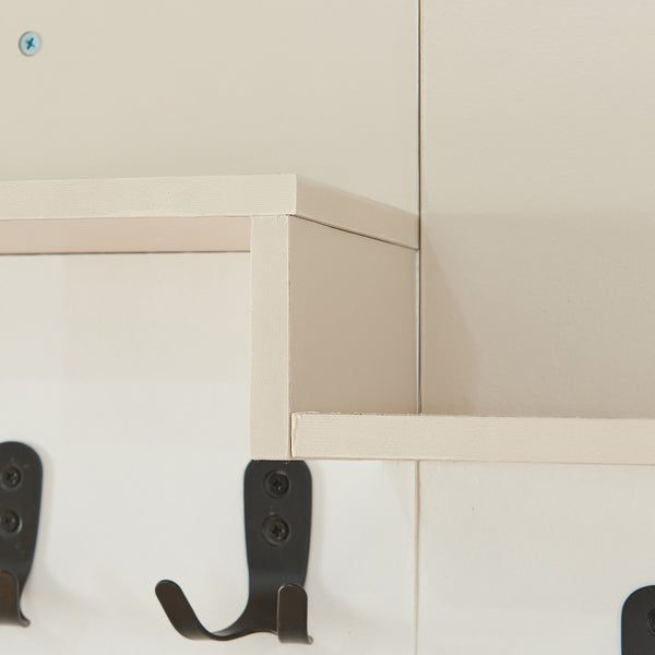 Perchero de pared Botaruvn con 2 estantes 34x59x13 cm Beige/Blanco [en.casa]