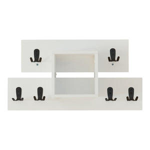 Perchero de pared Vänd con compartimento de almacenamiento 32x60x14 cm Blanco [en.casa]