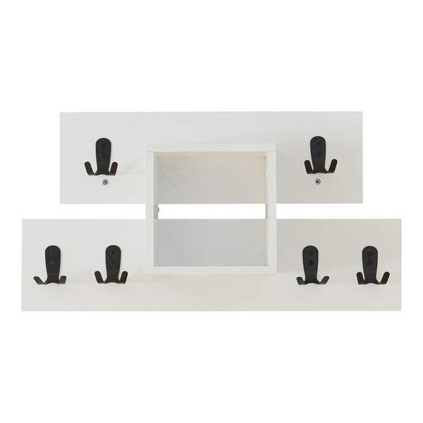 Perchero de pared Vänd con compartimento de almacenamiento 32x60x14 cm Blanco [en.casa]