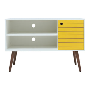 Mueble de televisión Vare 100x40x66 cm Blanco/Amarillo [en.casa]