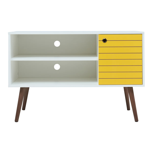 Mueble de televisión Vare 100x40x66 cm Blanco/Amarillo [en.casa]