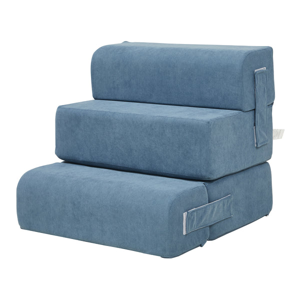 Escalera para mascotas Joelerhatra 4 piezas 45x50x45 cm Cordón azul [en.casa]