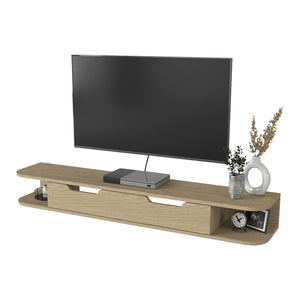 Mueble bajo de TV colgante Karjali 150x30x19 cm aspecto roble [en.casa]