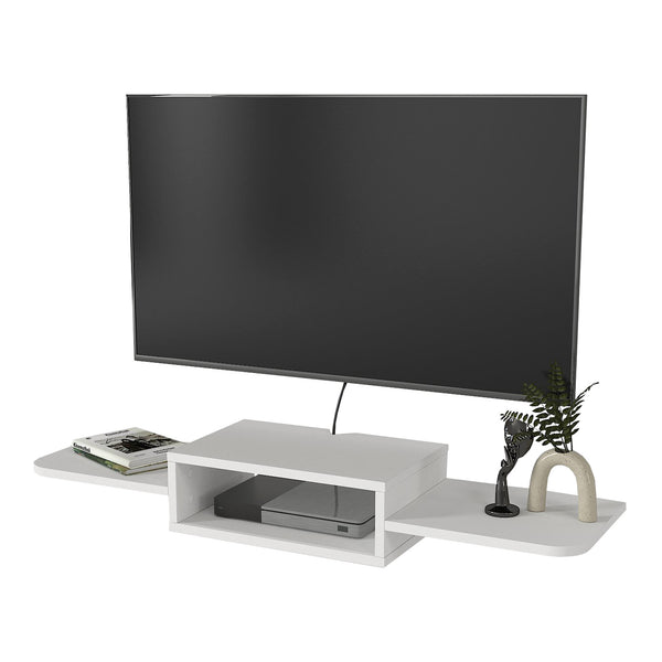 Mueble bajo de TV colgante Tar 115x30x16 cm Blanco [en.casa]