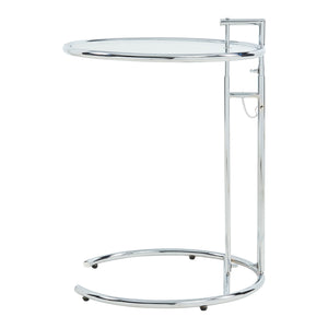 Mesa auxiliar regulable en altura Stare 50x57-77 cm vidrio transparente/cromado [en.casa]