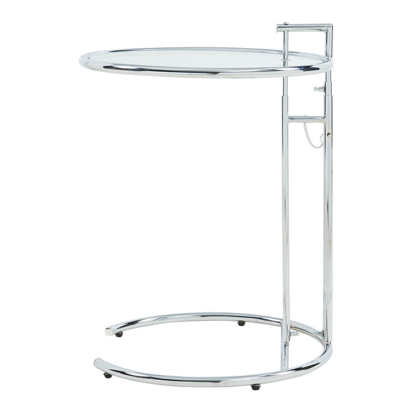 Mesa auxiliar regulable en altura Stare 50x57-77 cm vidrio transparente/cromado [en.casa]