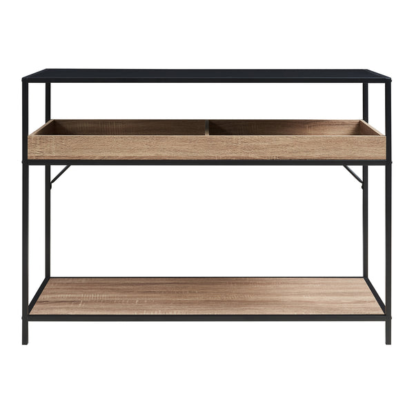 Mesa consola Belana 110x40x80 cm Negro/Aspecto roble [en.casa]