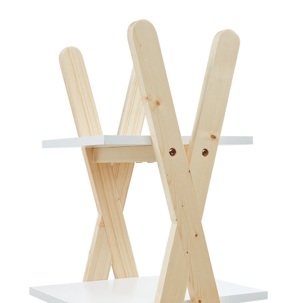 Estantería Vanlilu de madera de pino 145x65x32 cm natural/blanco [en.casa]