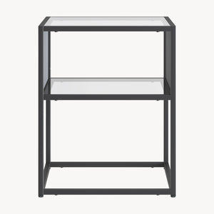 Mesa auxiliar Tronevn con tablero de vidrio 50x40x40 cm Negro [en.casa]