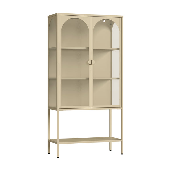 Vitrina Klippestad con 2 puertas arqueadas acero 160x80x35cm Camel [en.casa]