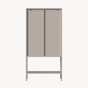 Vitrina Klippestad con 2 puertas arqueadas acero 160x80x35cm Gris cálido [en.casa]