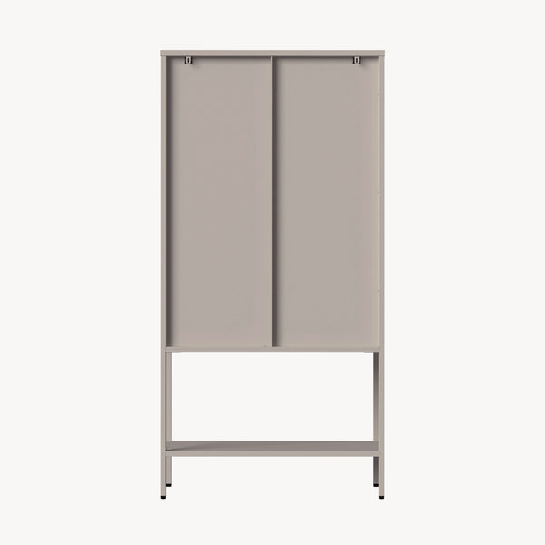 Vitrina Klippestad con 2 puertas arqueadas acero 160x80x35cm Gris cálido [en.casa]