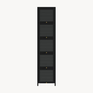 Vitrina Ostersund con 5 puertas abatibles 174x40x35cm Negro [en.casa]