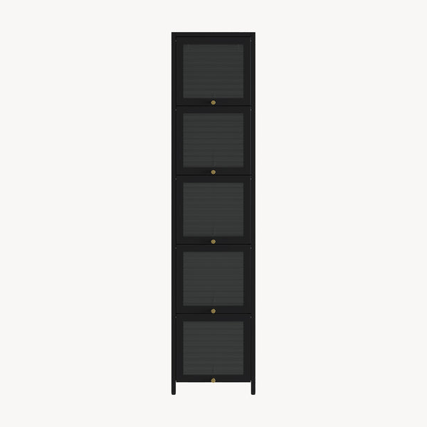 Vitrina Ostersund con 5 puertas abatibles 174x40x35cm Negro [en.casa]