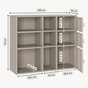 Archivador Kliri con 9 compartimentos metal 100x32x81cm - Camel [en.casa]