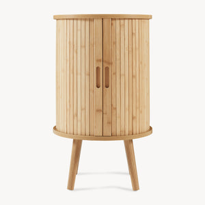 Mesa de noche Nordkapp bambú madera 65xØ40 cm [en.casa]